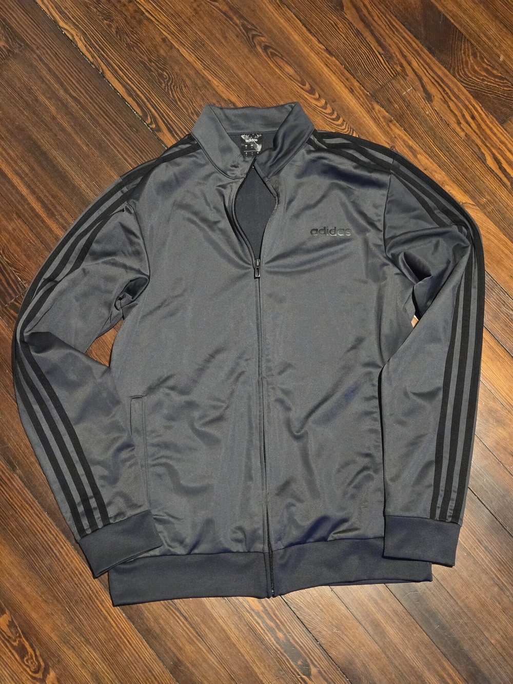 adidas Black Track Jacket with Black Stripes